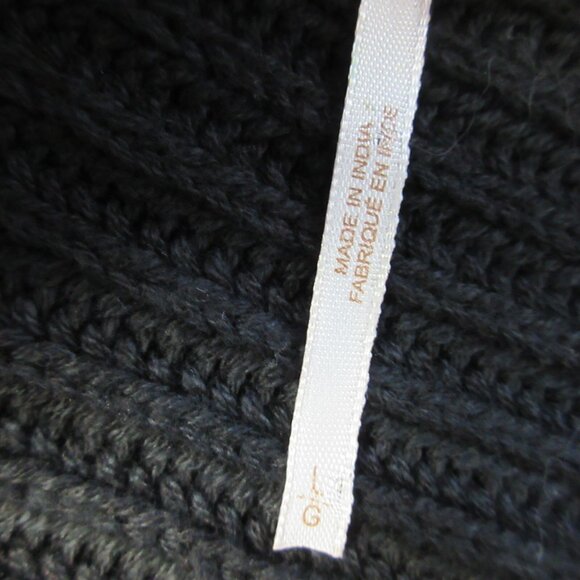 Free People Marlie Pullover Sweater Women L Black Cotton Acrylic Ribbed Knit - Picture 4 of 12